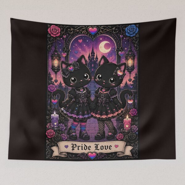 Item preview, Pride Love – Gothic Cats Under the Moon designed and sold by GOLDENLIONPERU.