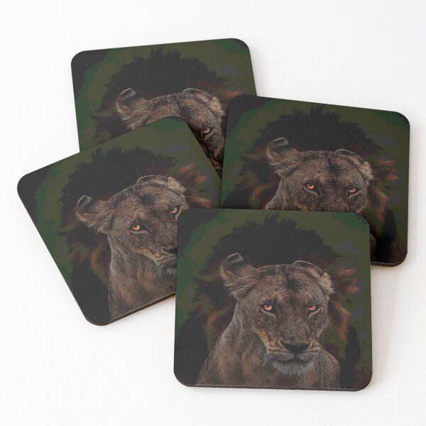 Item preview, Majestic Lioness and Lion Shadow - Dark Mystic Wildlife Art designed and sold by samahl_l.
