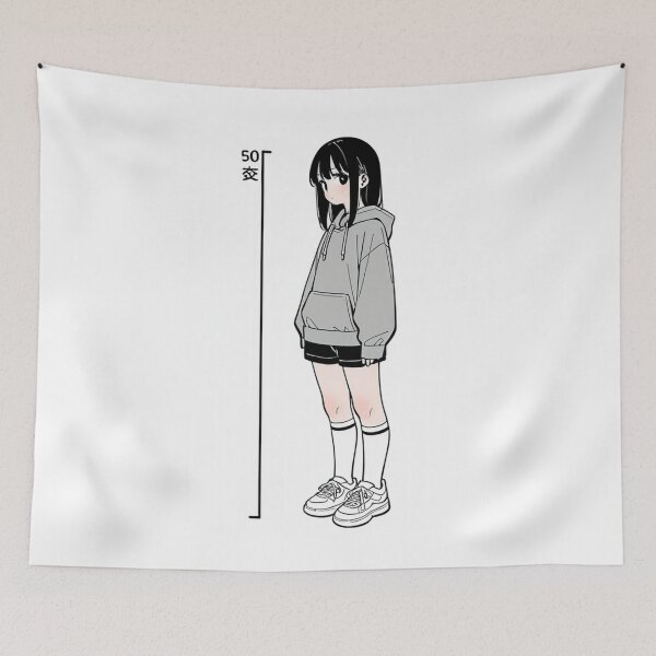 Item preview, Fashion - Girl in Gray Hoodie Height Chart Anime Style designed and sold by AnimeShin.