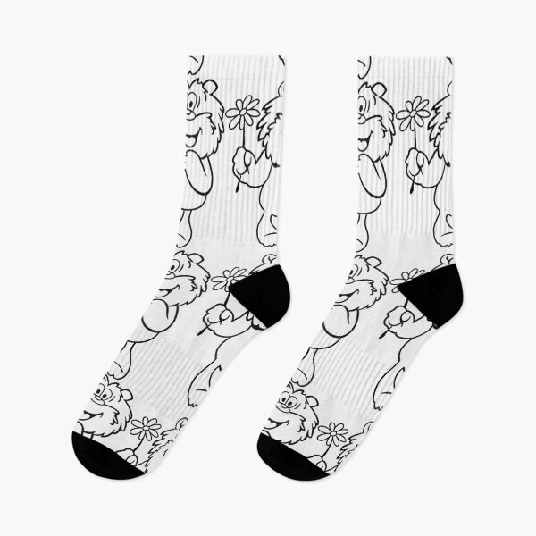 Item preview, Retro Fluffy Bear with Flower - Kawaii Line Art Sketch designed and sold by Tokraz-art.
