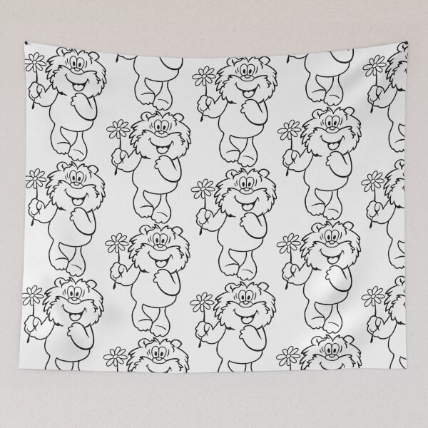 Item preview, Retro Fluffy Bear with Flower - Kawaii Line Art Sketch designed and sold by Tokraz-art.