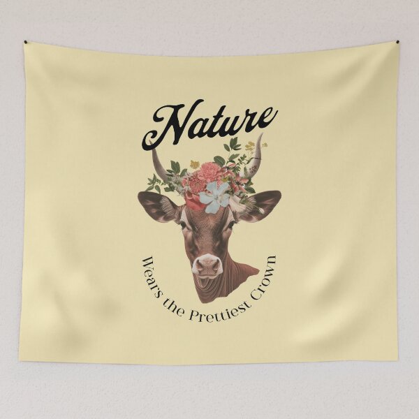 Item preview, Nature Wears the Prettiest Crown | Floral Deer Cottagecore Wildlife Art designed and sold by Sachie's Studio.