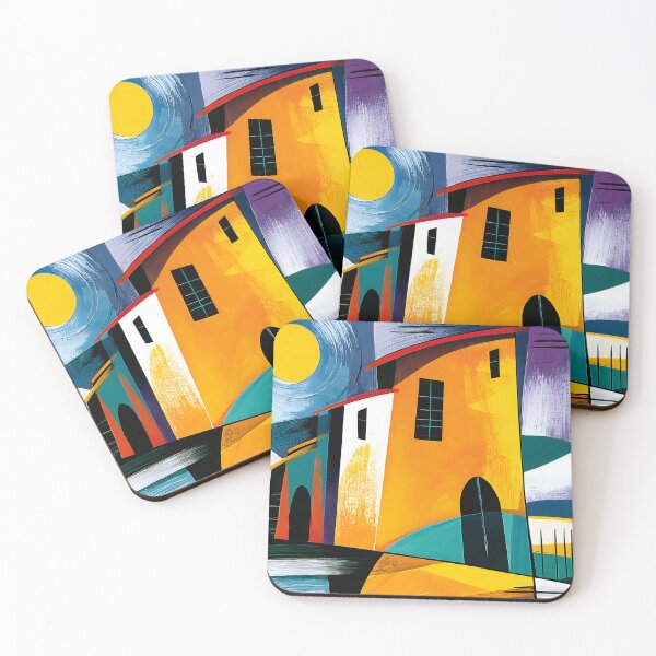 Item preview, Golden House in Geometric Tuscany - Sunlit Fields Cypress Trees and Vibrant Mediterranean Horizons designed and sold by OlfactoART Studio.