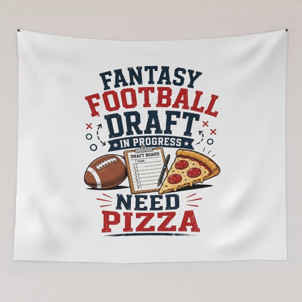 Item preview, Fantasy Football Draft in Progress Need Pizza Funny Football Draft Party Design designed and sold by Verycutethings.
