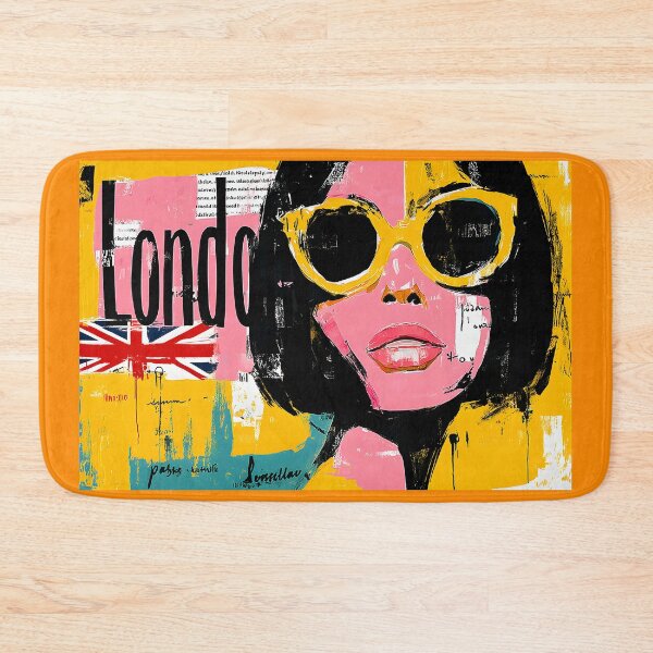 Item preview, London Fashion Icon - Woman in Yellow Sunglasses with Union Jack Urban Pop Art Energy designed and sold by OlfactoART Studio.
