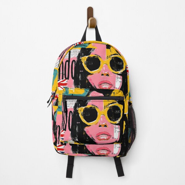 Item preview, London Fashion Icon - Woman in Yellow Sunglasses with Union Jack Urban Pop Art Energy designed and sold by OlfactoART Studio.