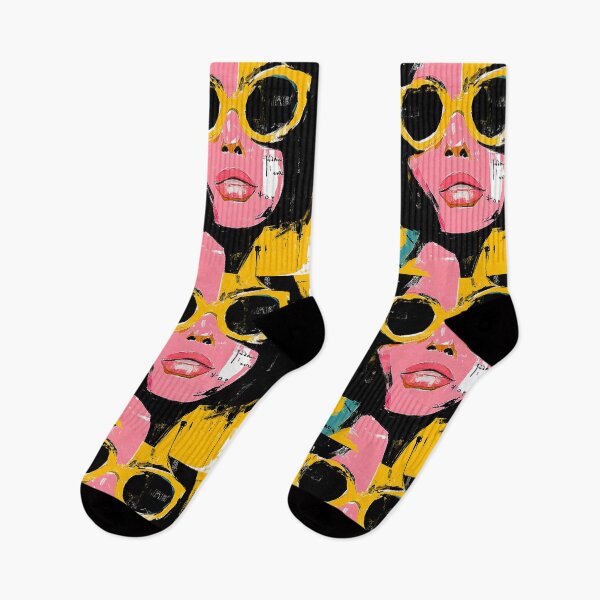 Item preview, London Fashion Icon - Woman in Yellow Sunglasses with Union Jack Urban Pop Art Energy designed and sold by OlfactoART Studio.