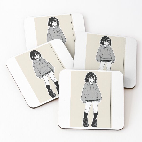 Item preview, Fashion - Girl in Gray Hoodie High Top Sneakers Anime Art designed and sold by AnimeShin.