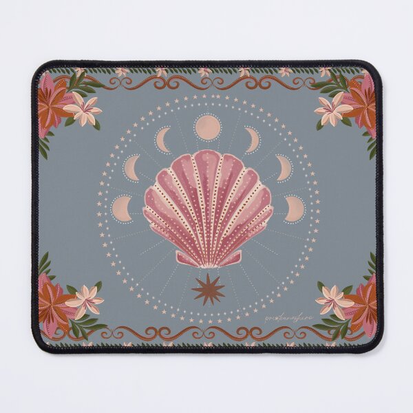 Item preview, Celestial Seashell & Moon Phases | Boho Coastal Floral Art designed and sold by prikanashiro.