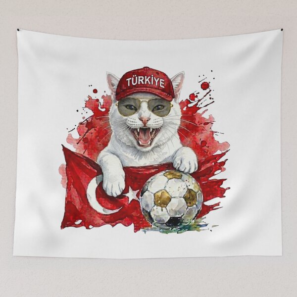 Item preview, White cat World Cup Türkiye Turkey Suppawter designed and sold by The Suppawters.