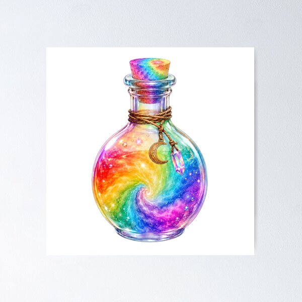 Item preview, Rainbow Swirl Potion Bottle Magic designed and sold by jgvisualarts.