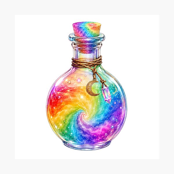 Item preview, Rainbow Swirl Potion Bottle Magic designed and sold by jgvisualarts.