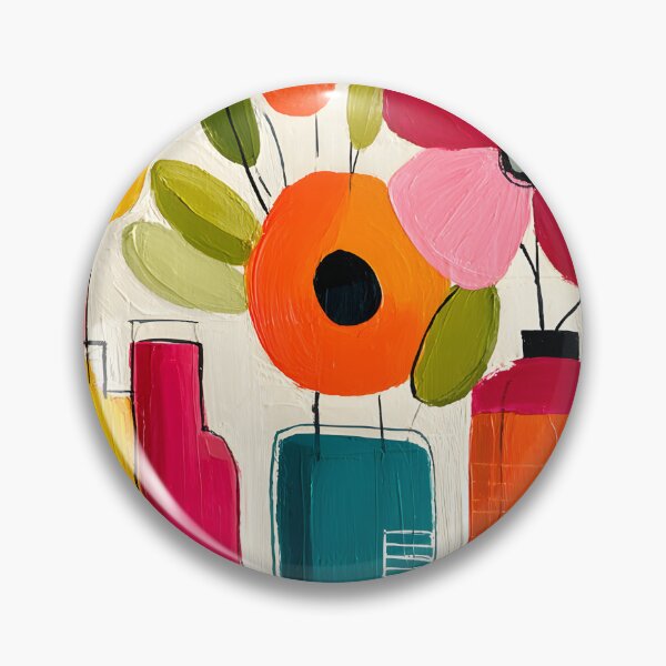 Item preview, Floral Harmony in Geometric Vases - Bold Blossoms and Vibrant Shapes in Contemporary Bloom designed and sold by OlfactoART Studio.