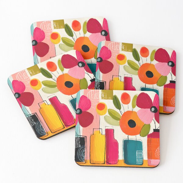 Item preview, Floral Harmony in Geometric Vases - Bold Blossoms and Vibrant Shapes in Contemporary Bloom designed and sold by OlfactoART Studio.