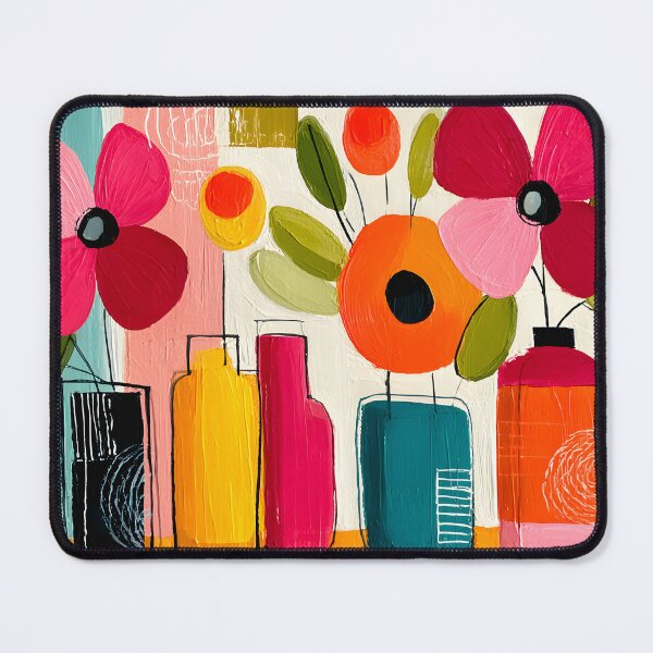 Item preview, Floral Harmony in Geometric Vases - Bold Blossoms and Vibrant Shapes in Contemporary Bloom designed and sold by OlfactoART Studio.