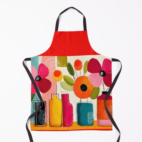 Item preview, Floral Harmony in Geometric Vases - Bold Blossoms and Vibrant Shapes in Contemporary Bloom designed and sold by OlfactoART Studio.