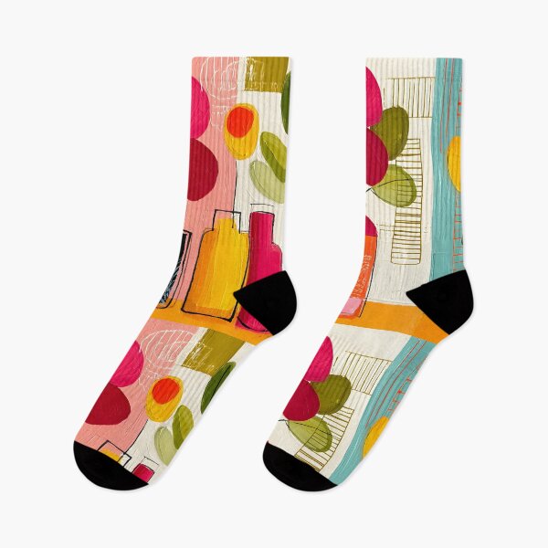 Item preview, Floral Harmony in Geometric Vases - Bold Blossoms and Vibrant Shapes in Contemporary Bloom designed and sold by OlfactoART Studio.