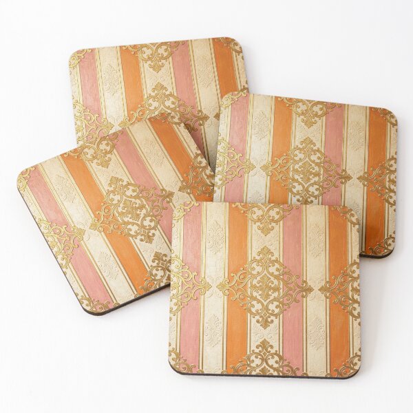 Item preview, Antiqued Matte Mauve, Orange & Cream Striped Gold Baroque designed and sold by DesignsByPrnces.