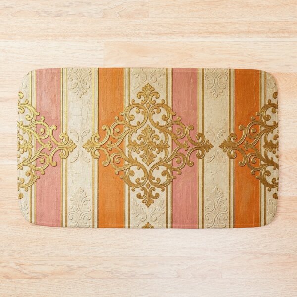 Item preview, Antiqued Matte Mauve, Orange & Cream Striped Gold Baroque designed and sold by DesignsByPrnces.