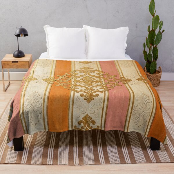 Item preview, Antiqued Matte Mauve, Orange & Cream Striped Gold Baroque designed and sold by DesignsByPrnces.