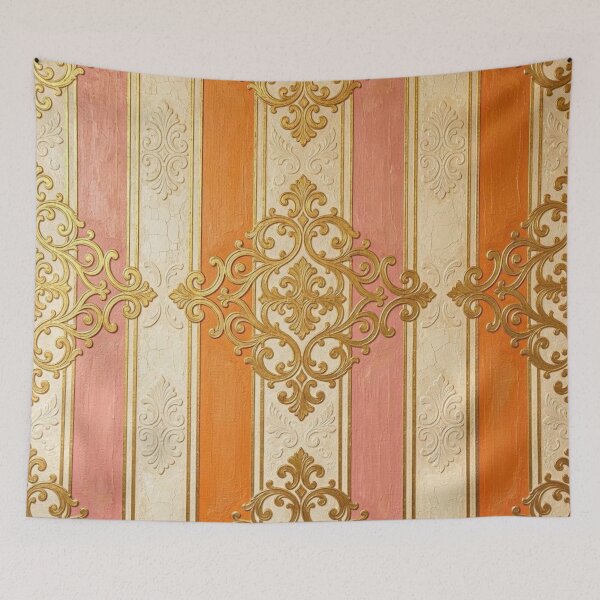 Item preview, Antiqued Matte Mauve, Orange & Cream Striped Gold Baroque designed and sold by DesignsByPrnces.