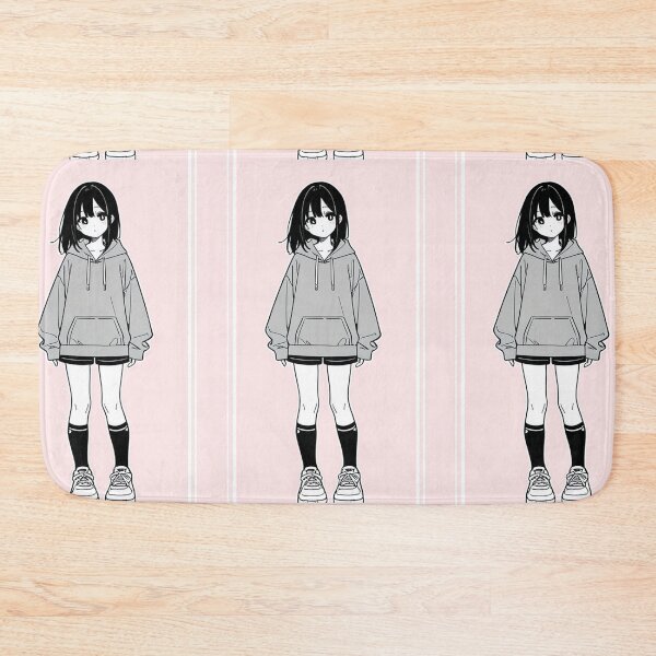 Item preview, Fashion - Girl in Gray Hoodie White Sneakers Pink Background designed and sold by AnimeShin.