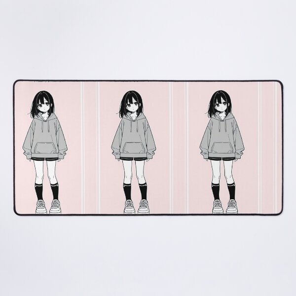 Item preview, Fashion - Girl in Gray Hoodie White Sneakers Pink Background designed and sold by AnimeShin.