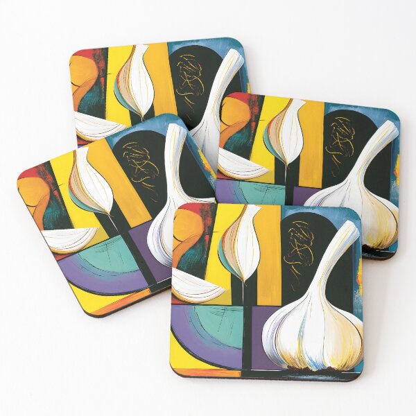 Item preview, Garlic and Onion Mosaic - Vibrant Botanical Forms in Bold Geometry and Contemporary Color designed and sold by OlfactoART Studio.
