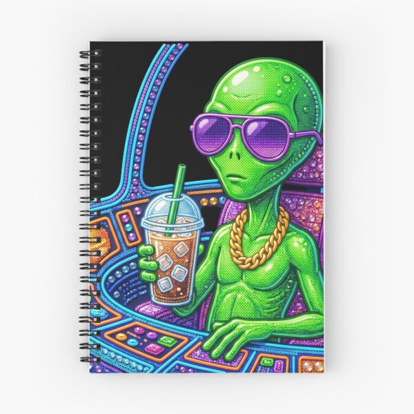 Item preview, Cool Alien Drinking Iced Coffee 3D Perler Bead Pop Art designed and sold by Rahaf-shop9.