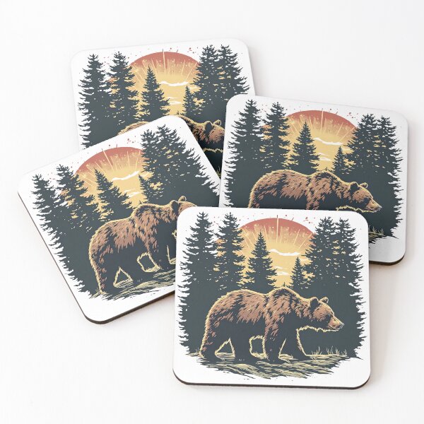 Item preview, Wild Bear Forest Silhouette Nature Sunset Art designed and sold by StudioVibe Co.