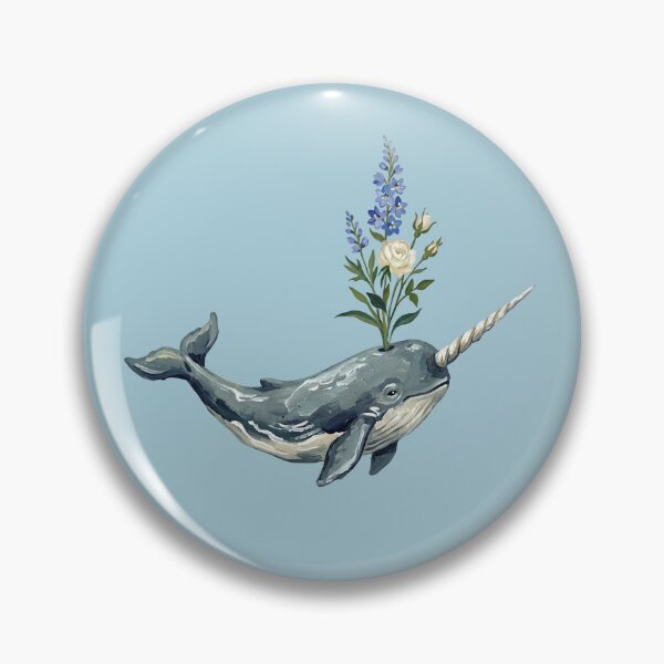 Item preview, Whimsical Floral Narwhal Watercolor Art – Cute Ocean Unicorn with Wildflowers designed and sold by 21 Tulips.