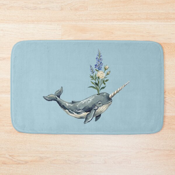 Item preview, Whimsical Floral Narwhal Watercolor Art – Cute Ocean Unicorn with Wildflowers designed and sold by 21 Tulips.