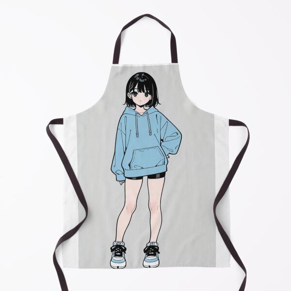 Item preview, Fashion - Girl in Light Blue Hoodie Bike Shorts Blue White Sneakers designed and sold by AnimeShin.
