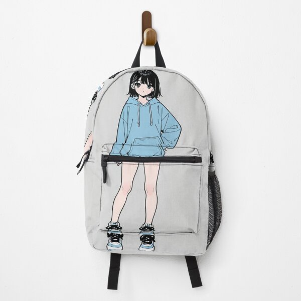 Item preview, Fashion - Girl in Light Blue Hoodie Bike Shorts Blue White Sneakers designed and sold by AnimeShin.