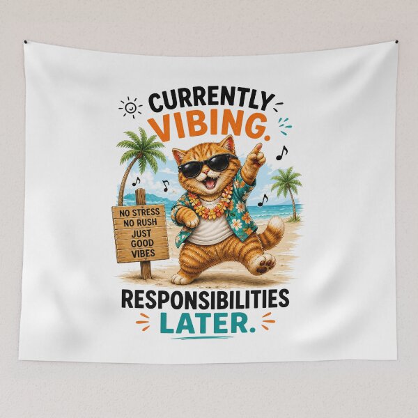 Item preview, Currently Vibing Beach Cat designed and sold by yasmh.
