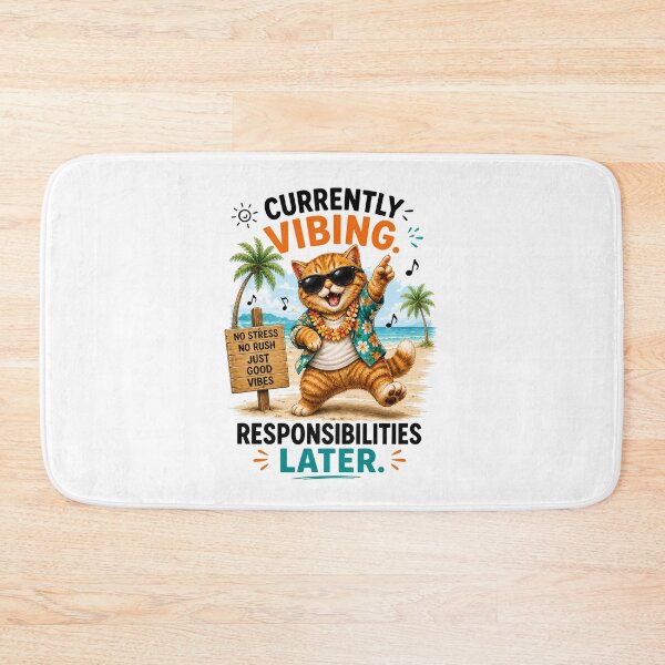 Item preview, Currently Vibing Beach Cat designed and sold by yasmh.