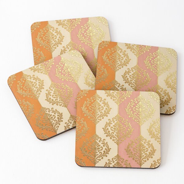 Item preview, Matte Orange & Cream Striped Gold Baroque designed and sold by DesignsByPrnces.