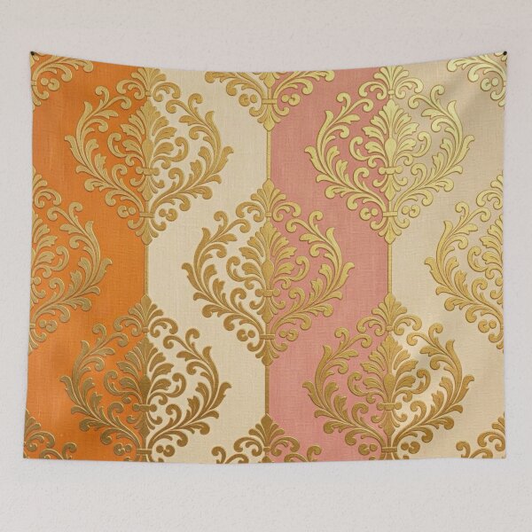 Item preview, Matte Orange & Cream Striped Gold Baroque designed and sold by DesignsByPrnces.