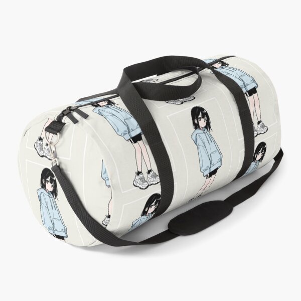 Item preview, Fashion - Girl in Light Blue Hoodie Striped Shorts Chunky Sneakers designed and sold by AnimeShin.