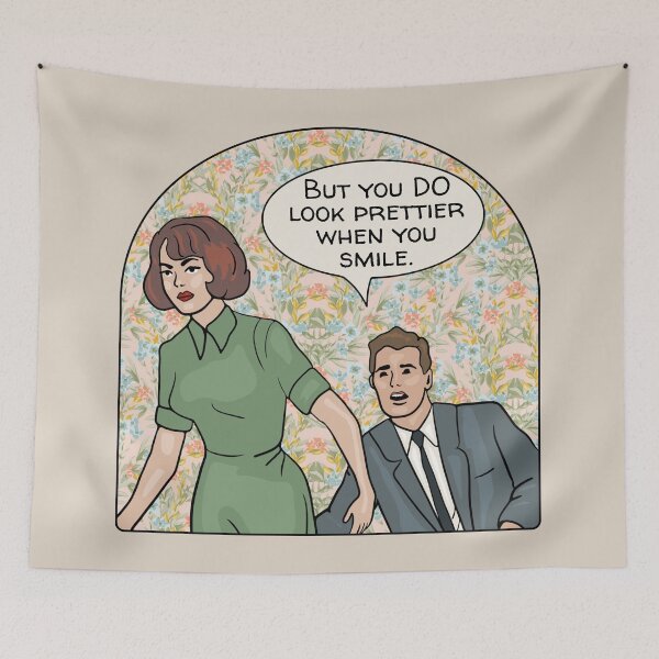Item preview, Comic Woman Looks Prettier When She Smiles designed and sold by Unhinged Heather.