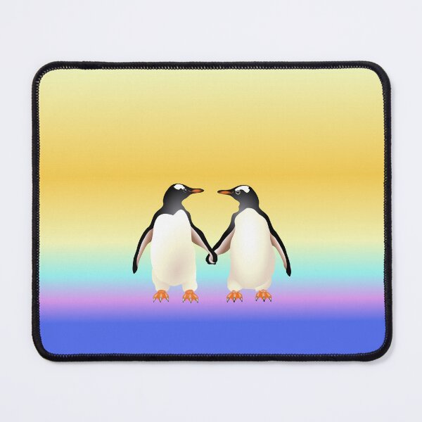Item preview, Gentoo Penguins holding hands (flippers) with sunset behind designed and sold by Adamo-illustration.