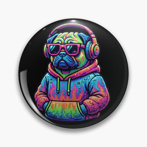 Item preview, Cool Y2K Pug Dog with Headphones 3D Perler Bead Art designed and sold by Rahaf-shop9.