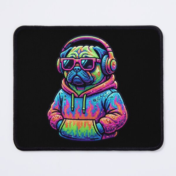 Item preview, Cool Y2K Pug Dog with Headphones 3D Perler Bead Art designed and sold by Rahaf-shop9.