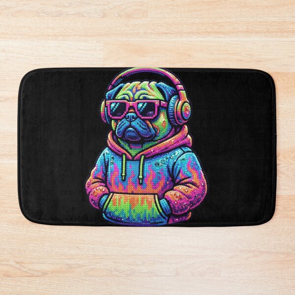 Item preview, Cool Y2K Pug Dog with Headphones 3D Perler Bead Art designed and sold by Rahaf-shop9.