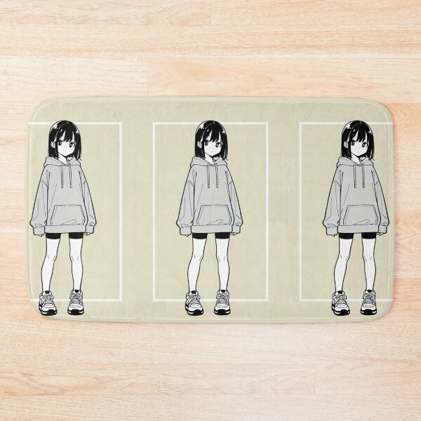 Item preview, Fashion - Girl in Light Gray Hoodie Bike Shorts Chunky Sneakers designed and sold by AnimeShin.