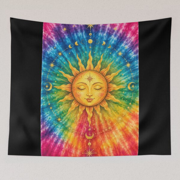 Item preview, Tie Dye Celestial Sun Face Art designed and sold by jgvisualarts.