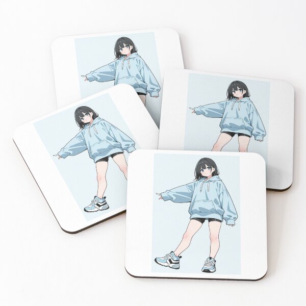 Item preview, Fashion - Girl in Sky Blue Hoodie Bike Shorts Blue Sneakers designed and sold by AnimeShin.