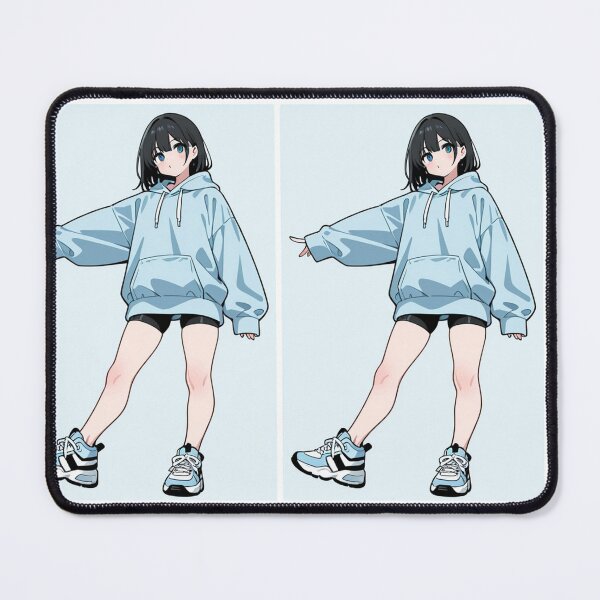 Item preview, Fashion - Girl in Sky Blue Hoodie Bike Shorts Blue Sneakers designed and sold by AnimeShin.