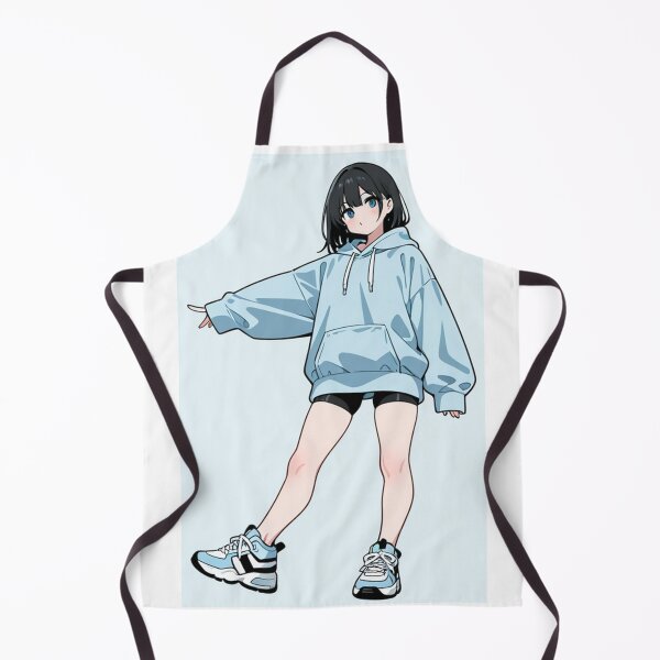 Item preview, Fashion - Girl in Sky Blue Hoodie Bike Shorts Blue Sneakers designed and sold by AnimeShin.