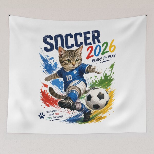 Item preview, Soccer 2026 Ready to Play Cat designed and sold by yasmh.